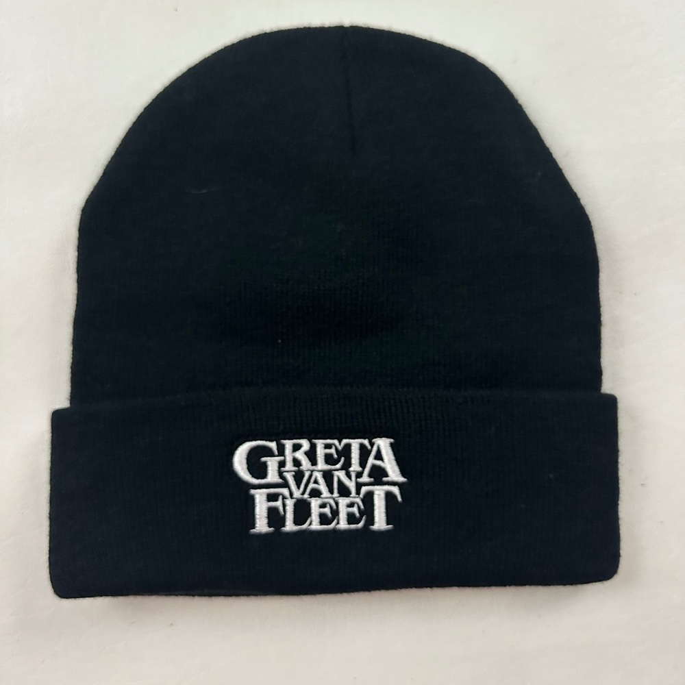 NEW Greta Van Fleet Logo Knit Cuffed Black Beanie Hat One Size